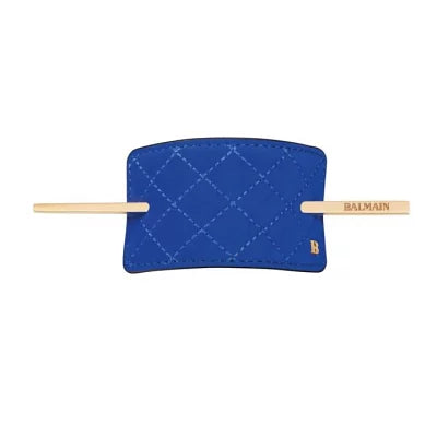 Balmain Genuine Suede Hair Barrette Cobalt Blue 正品麂皮髮夾鈷藍色